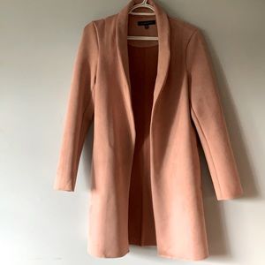 Dynamite pink faux suede open front coat size XS